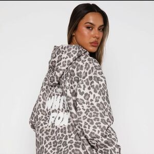 White Fox Leopard Print Oversized Hoodie